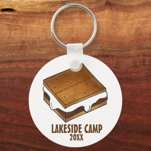 Summer Camp Toasted Campfire Marshmallow S'mores Sleutelhanger (Voorkant)