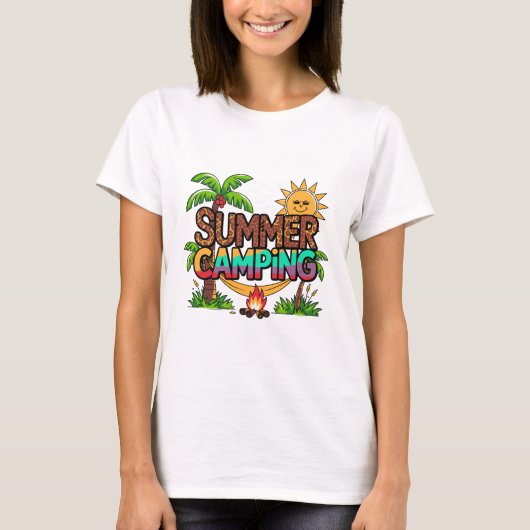 Summer Camping Leopard Print Beach Hammock T-shirt (Voorkant)