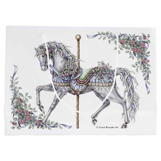Summer Carousel Horse Draft Gift Bag Groot Cadeauzakje (Achterkant)