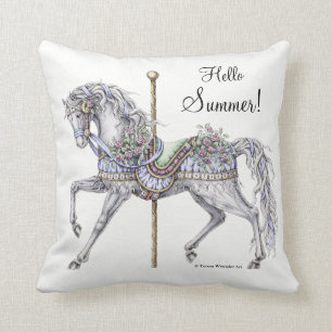 Summer Carousel Horse Drawing Pillow Kussen