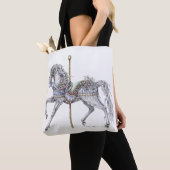 Summer Carrousel Horse Pen en Inkt Drawing Canvas Tote Bag (Dichtbij)