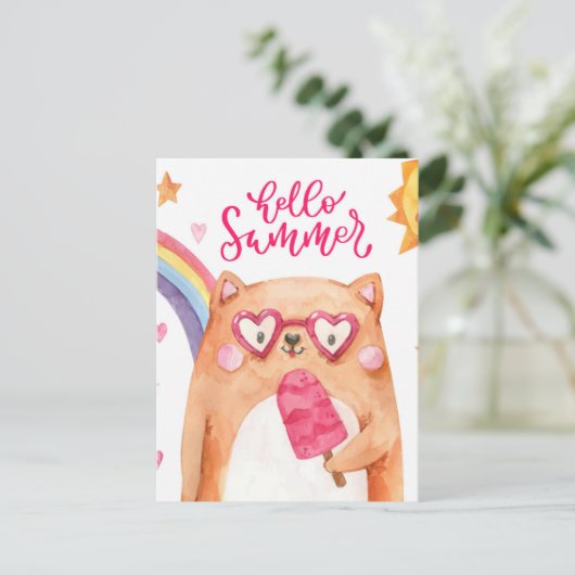 Summer Cat Briefkaart (Staand voorkant)