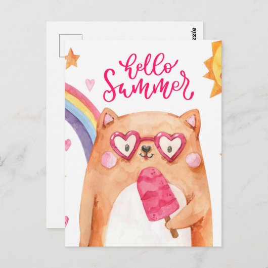 Summer Cat Briefkaart (Voorkant / Achterkant)