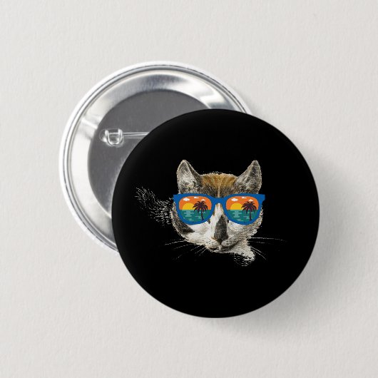 Summer Cat Funny Cat Ronde Button 5,7 Cm (Voorkant /achterkant)