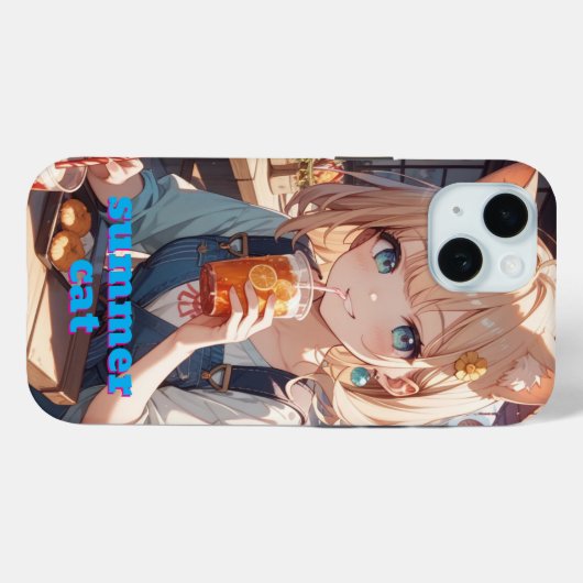 summer cat girl Case-Mate iPhone case (Achterkant (horizontaal))