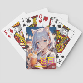 summer  cat Girl Pokerkaarten