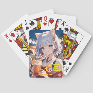 summer cat Girl Pokerkaarten