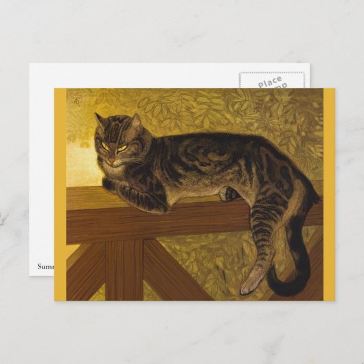 Summer Cat op Balustrade  kunst Briefkaart (Voorkant / Achterkant)