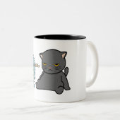 summer cats design infront of fan | dogs design tweekleurige koffiemok (Voorkant rechts)