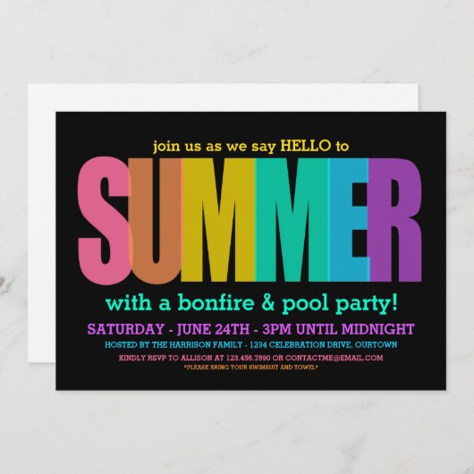 Summer Celebration Party Kaart (Voorkant / Achterkant)