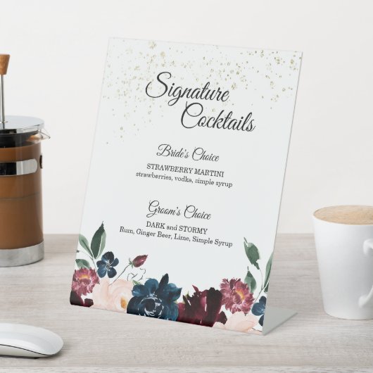 Summer Celebration Wedding Cocktail Menu Reclamebord Met Voetstuk (Insitu)