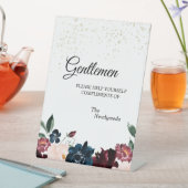 Summer Celebration Wedding Gentlemen Bathroom Reclamebord Met Voetstuk (Insitu)