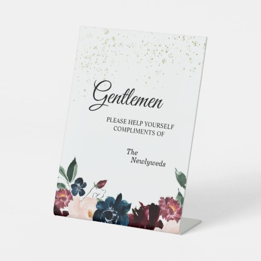 Summer Celebration Wedding Gentlemen Bathroom Reclamebord Met Voetstuk (Voorkant)