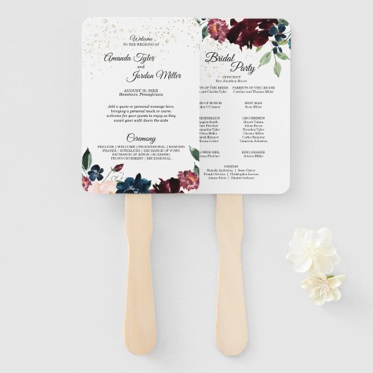 Summer Celebrding Wedding Program Hand Fan Handwaaier (Voorkant en achterkant)