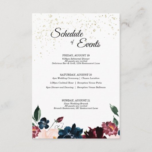 Summer Celebrding Wedding Schedule Enclosure Kaart (Voorkant)