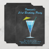 Summer Chalkboard 21st Birthday Party Invitation Kaart (Voorkant / Achterkant)