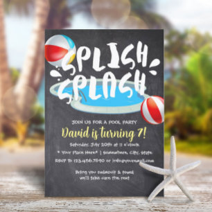 Summer ChalkBoard Pool Birthday Kaart