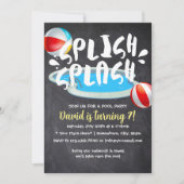 Summer ChalkBoard Pool Birthday Kaart (Voorkant)