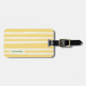 Summer Chic Retro Yellow Stripes Personalized Bagagelabel (Voorkant horizontaal)