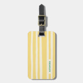 Summer Chic Retro Yellow Stripes Personalized Bagagelabel (Voorkant verticaal)