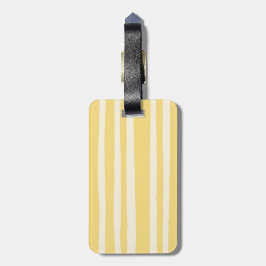 Summer Chic Retro Yellow Stripes Personalized Bagagelabel (Achterkant verticaal)