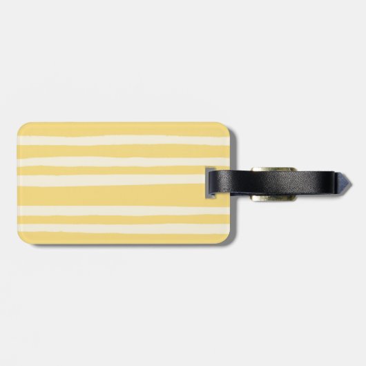 Summer Chic Retro Yellow Stripes Personalized Bagagelabel (Achterkant horizontaal)