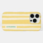 Summer Chic Retro Yellow Stripes Personalized Case-Mate iPhone Case (Achterkant (horizontaal))
