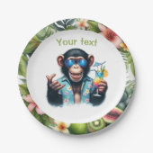 Summer Chill Chimp Chillin - Zonnebril & Cocktail Papieren Bordje (Voorkant)