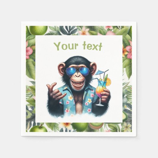 Summer Chill Chimp Chillin - Zonnebril & Cocktail Servet (Voorkant)