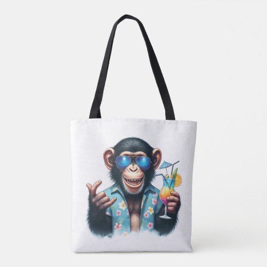 Summer Chill Chimp Chillin - Zonnebril & Cocktail Tote Bag (Achterkant)