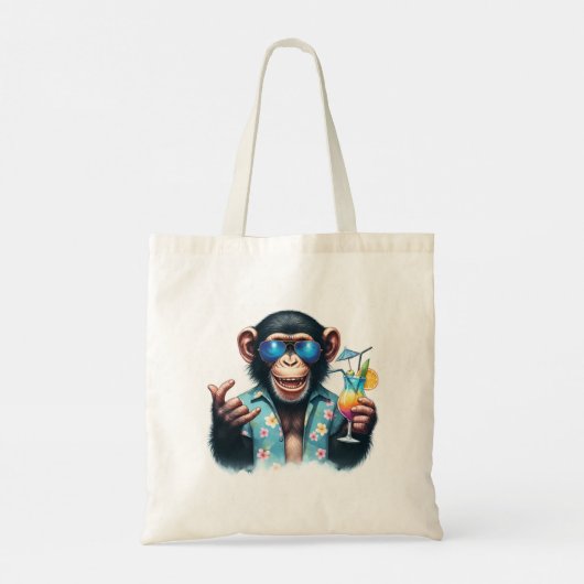 Summer Chill Chimp Chillin - Zonnebril & Cocktail Tote Bag (Achterkant)