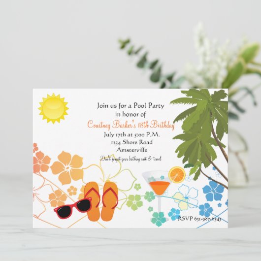 Summer Chillin' Uitnodiging (Staand voorkant)