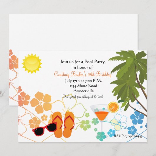 Summer Chillin' Uitnodiging (Voorkant / Achterkant)