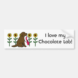 Summer Chocolate Labrador met zonnebloemen Bumpersticker