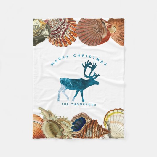 Summer Christmas Beach Seashell Deer Fleece Deken (Voorkant)