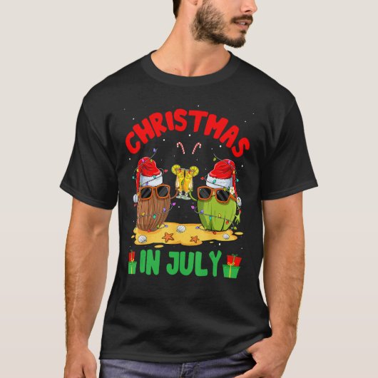 Summer Christmas in July Coconut Wearing Sunglass  T-shirt (Voorkant)