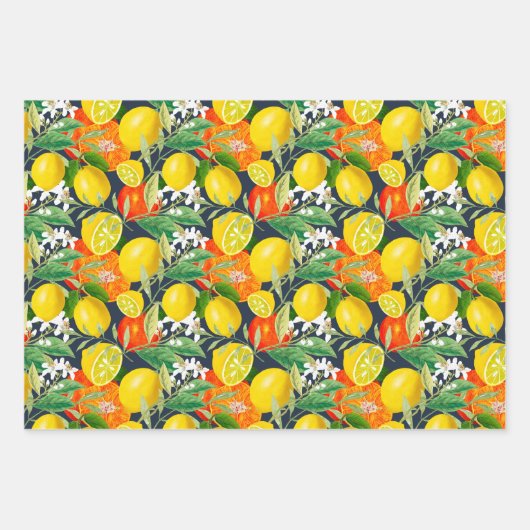 Summer, citrus, boho, bohemen, bloemMiddellandse Z Inpakpapier Vel (Voorkant 3)