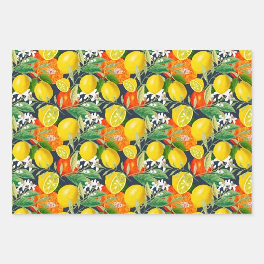 Summer, citrus, boho, bohemen, bloemMiddellandse Z Inpakpapier Vel (Voorkant 2)