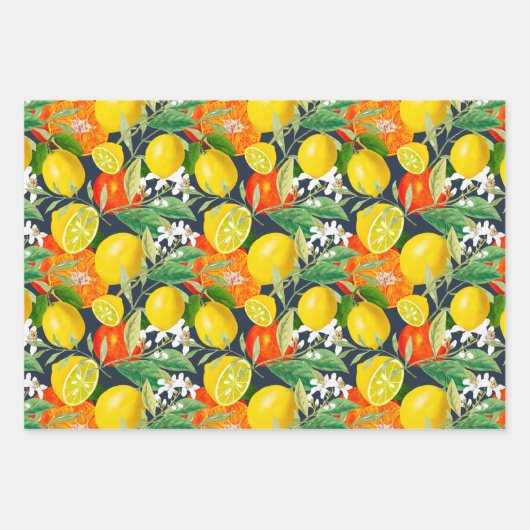 Summer, citrus, boho, bohemen, bloemMiddellandse Z Inpakpapier Vel (Voorkant)