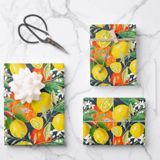 Summer, citrus, boho, bohemen, bloemMiddellandse Z Inpakpapier Vel (Voorkant)