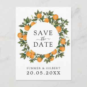 Summer Citrus Clementine Wedding Save the Date Aankondigingskaart