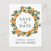 Summer Citrus Clementine Wedding Save the Date Aankondigingskaart (Voorkant)