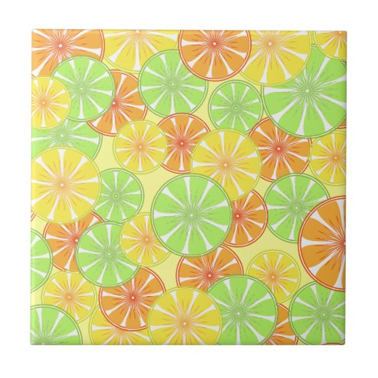Summer Citrus Fruit Pattern Tegeltje (Voorkant)