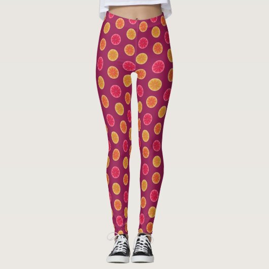 Summer Citrus Fruit Slice Tropical  Patroon Leggings (Voorkant)