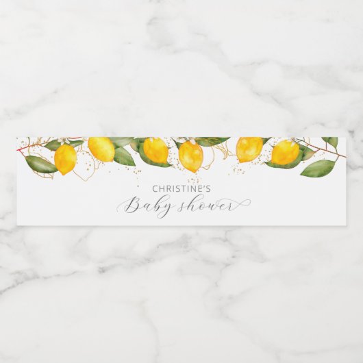 Summer Citrus Lemon Baby shower Waterfles Etiket (Enkel label)