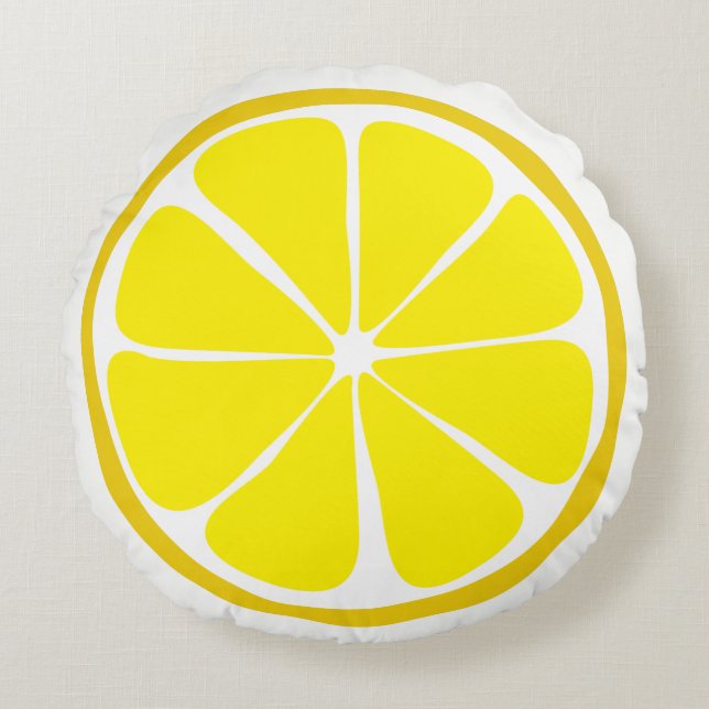 Summer Citrus Lemon Round Pillow Rond Kussen (Voorkant)