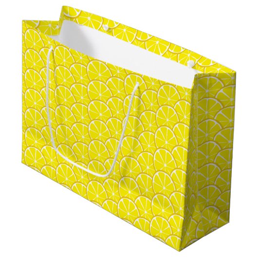 Summer Citrus Lemon Slices Gift Bag - GROTE Groot Cadeauzakje (Voorkant Gekanteld)