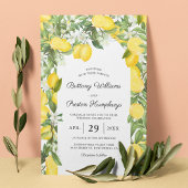 Summer Citrus Lemon Wedding Invitation Kaart