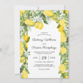 Summer Citrus Lemon Wedding Invitation Kaart (Voorkant)
