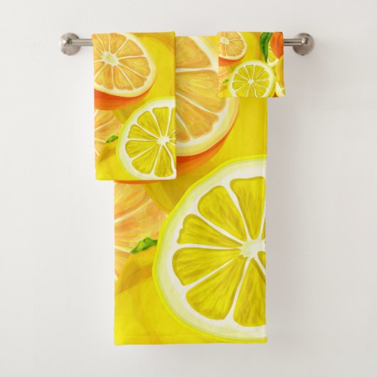 Summer Citrus Lemons & Sinaasappels Whimsical™ Bad Handdoek (Insitu)